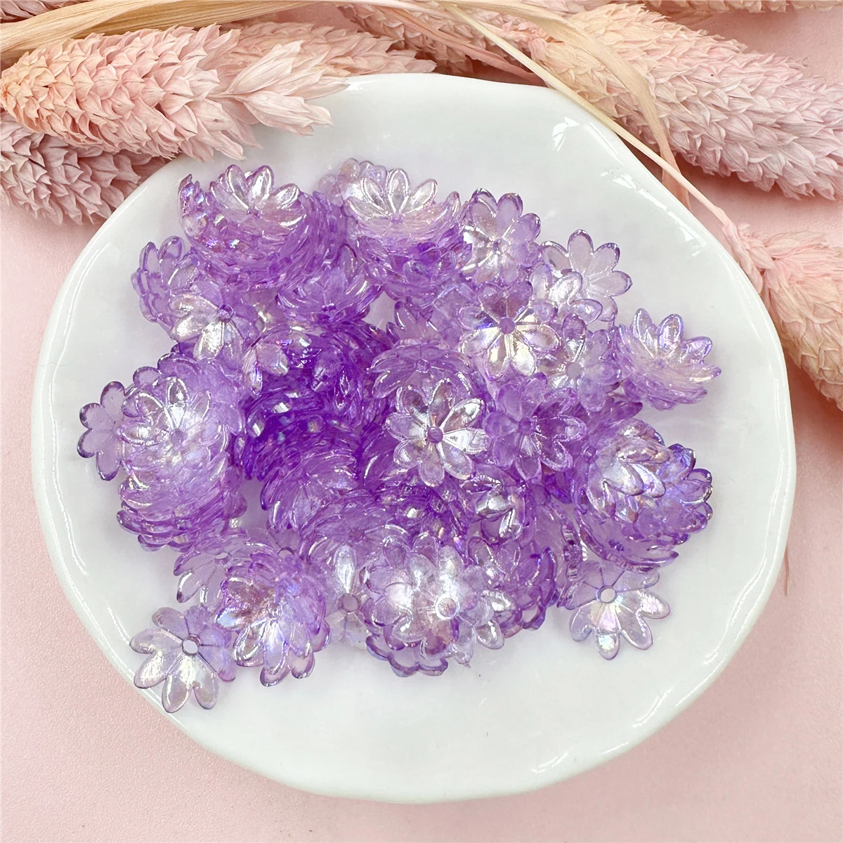 10mm 100pcs ABS Colored Sun Flower Shape Transprant Acrylic Spacer Beads For Making Jewelry DIY Bracelet Necklace Accessories