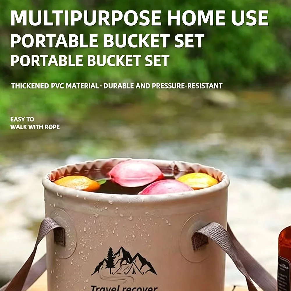 Seau pliable d'extérieur, conteneur d'eau portable de grande capacité pour le lavage des vêtements, des légumes, le camping, les pique-niques et la pêche