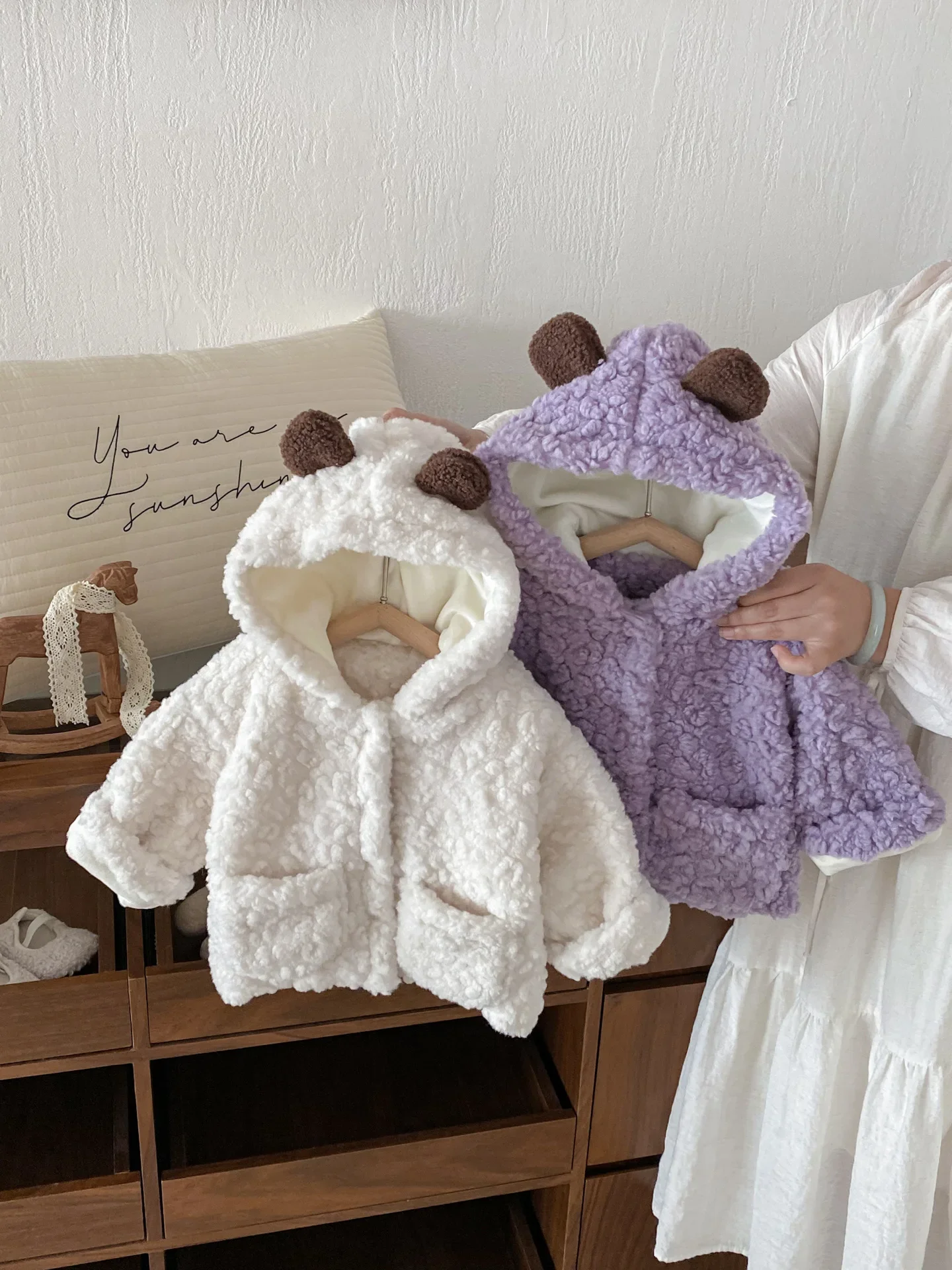 

Winter Warm Children's Coat Fleece Jacket Cute Bear Ears Hooded Thickened Outwear 0-4Y Boys Girls Infant Casual Clothes