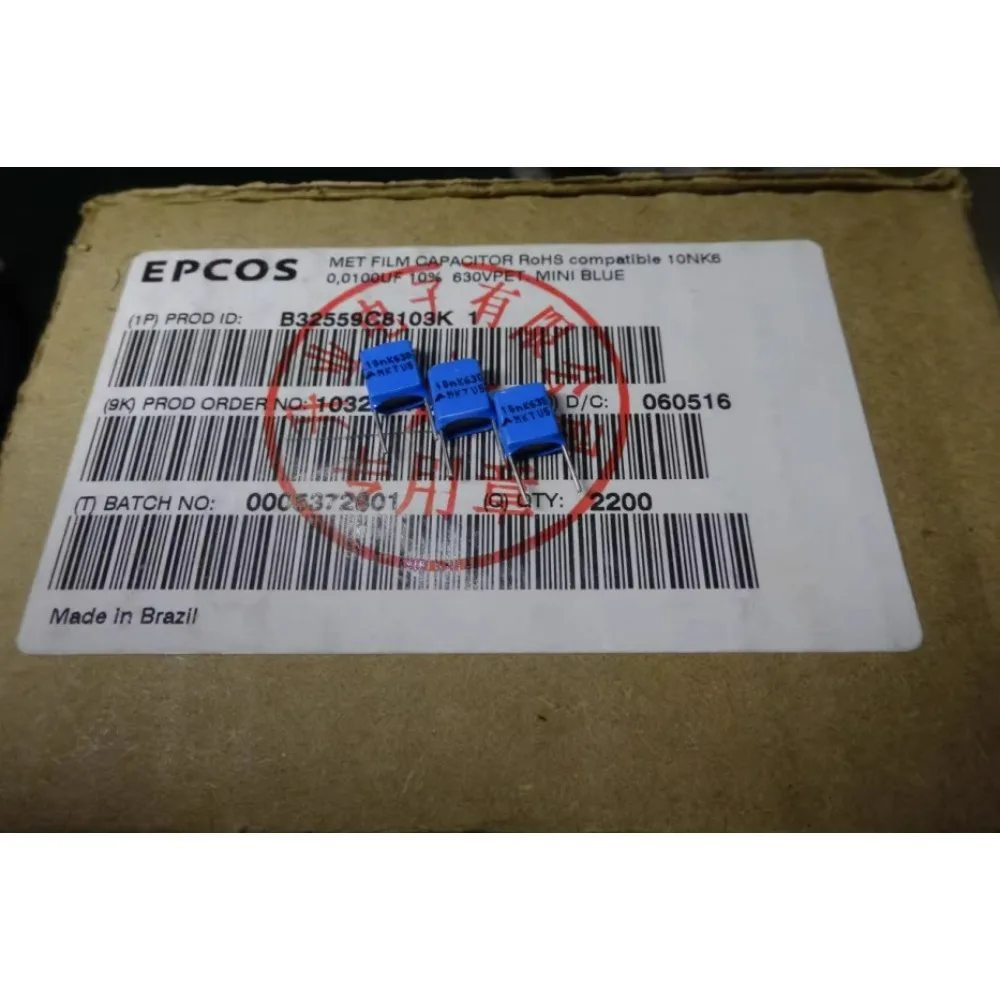 

10PCS EPCOS 0.01uf/630v 10nf 103 new 5mm Layer Cake Capacitor B32559C8103K