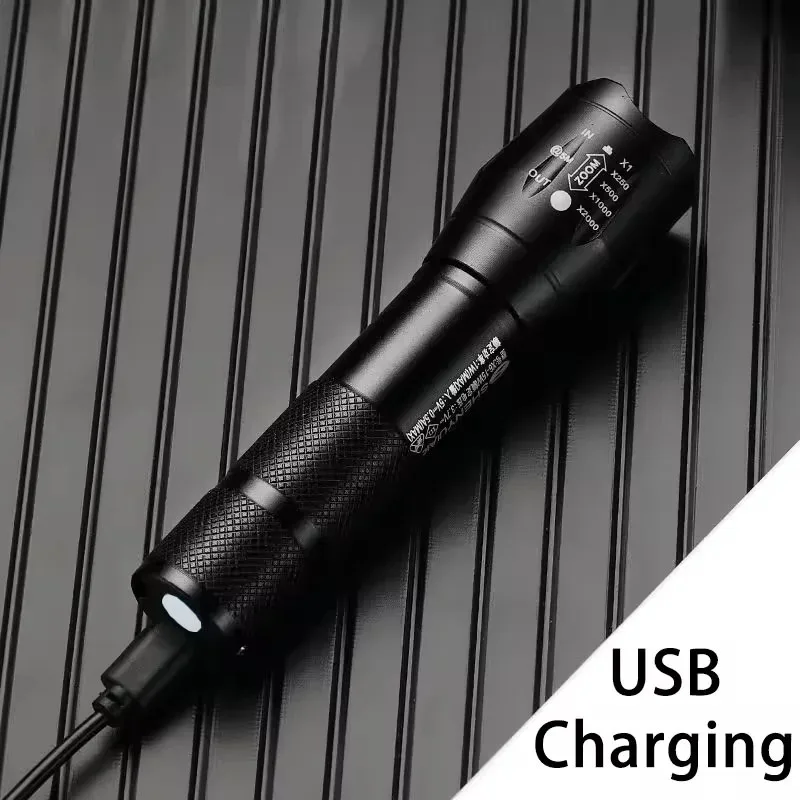 Powerful Zoom LED Flashlight Rechargeable Bright Camping Torch 3 Lighting Modes Portable Outdoor Bicycle Light image 5