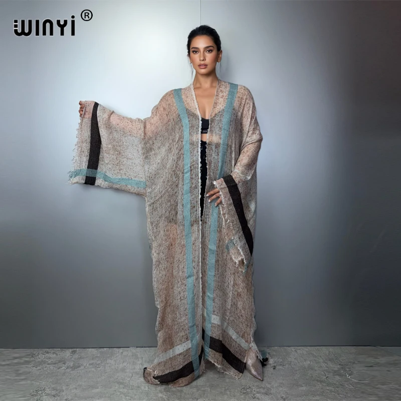 

Модный кардиган WINYI, абайя в стиле Ближнего Востока, роскошное праздничное платье для женщин, мусульманская мода, кафтан с открытым передом, бохо-кимоно.