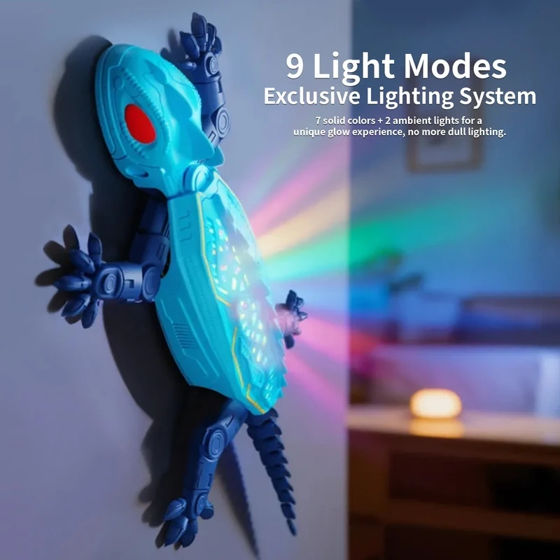 Generic Remote Control Wall Climbing Gecko Simulation Lizard Toy With 9 Light Modes Rechargeable Indoor Party Game  New Model