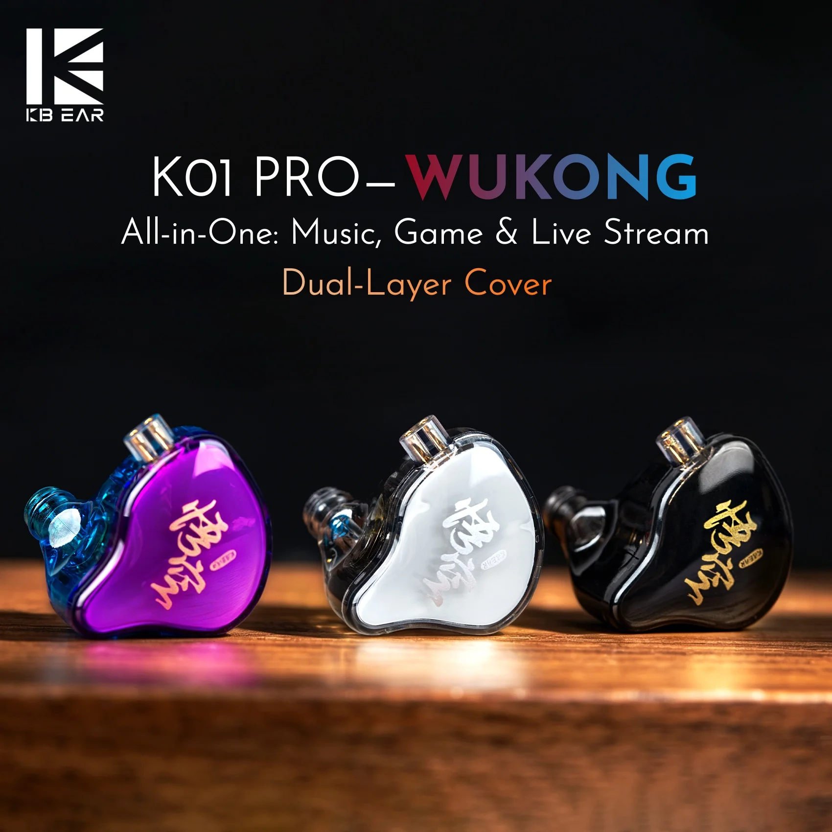 KBEAR K01PRO WukongPRO IEMS In-Ear Earphones Wired for Music Gaming Live Streaming Full Upgrade Version