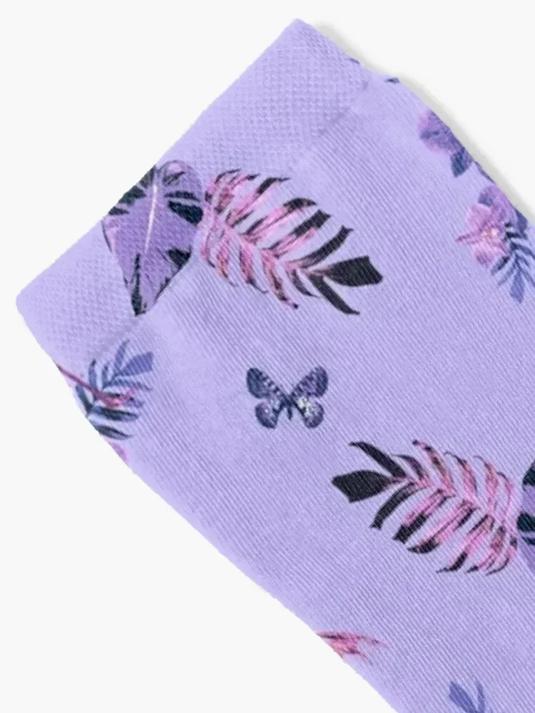 Lavender Flamingo Toille Socks sheer with print happy Socks Men Women's