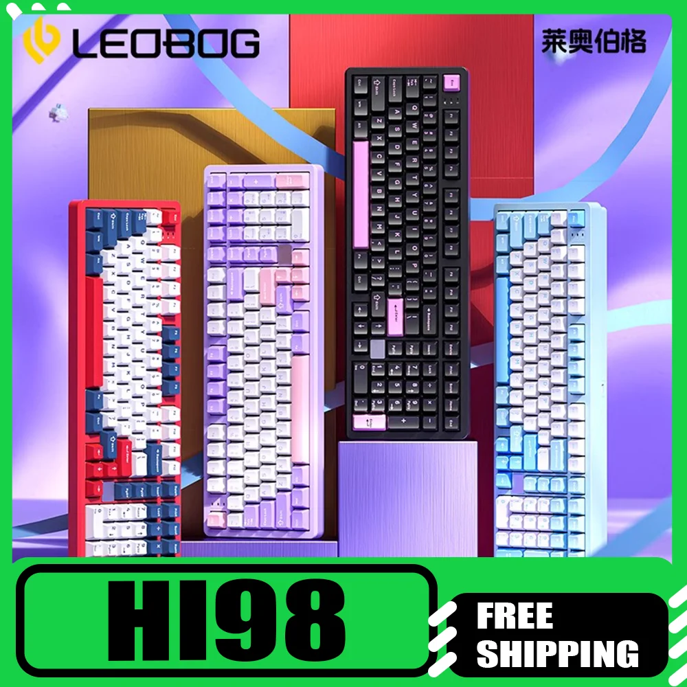 

Механическая клавиатура Leobog Hi98, проводная алюминиевая, 101-клавишная настройка, прокладка, структура, горячая замена, игровая клавиатура для киберспорта для ПК