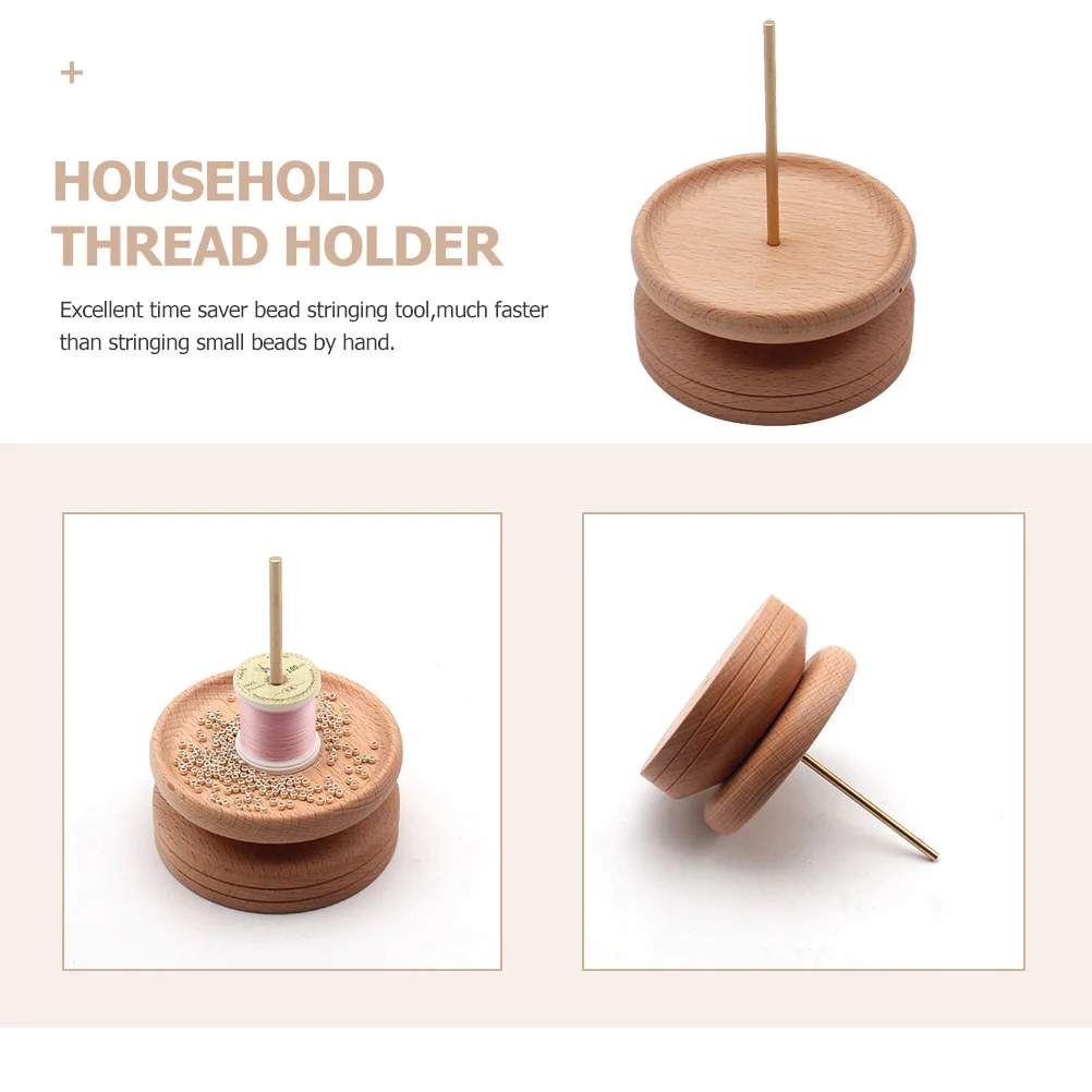 

Handmade Wooden Sewing Thread Holder Solid Spool Organizer for Thread Beads Craft Household Wood Spool Storage Rack