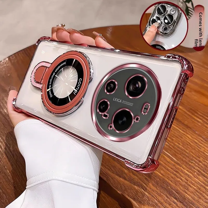 Case For Xiaomi 17 15 14 Ultra Luxury Magnetic Stand Electroplated Bezel and Transparent TPU Cover For Mi17 Ultra Bumper Funda
