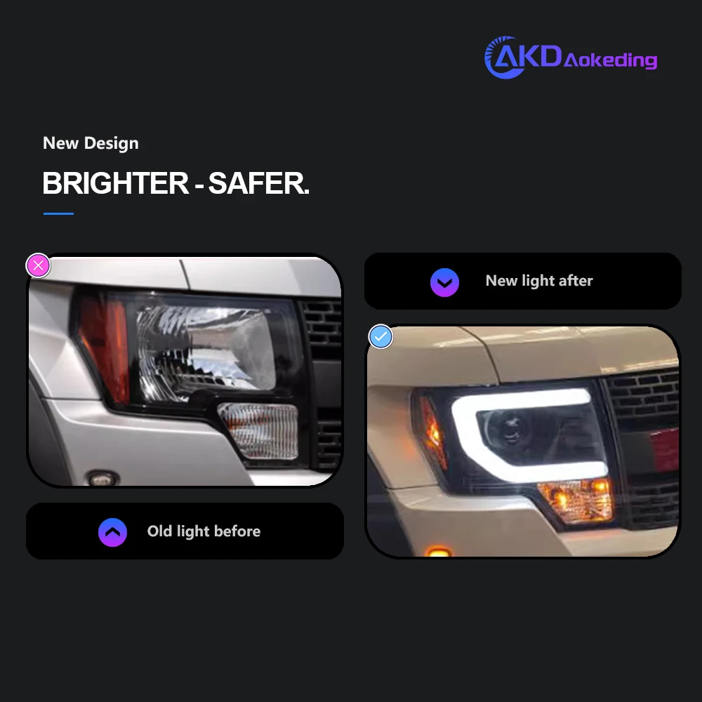 AKD Head Lamp for Ford Raptor F150 LED Headlight 2008-2014 Headlights F150 DRL Turn Signal High Beam Angel Eye Projector Lens