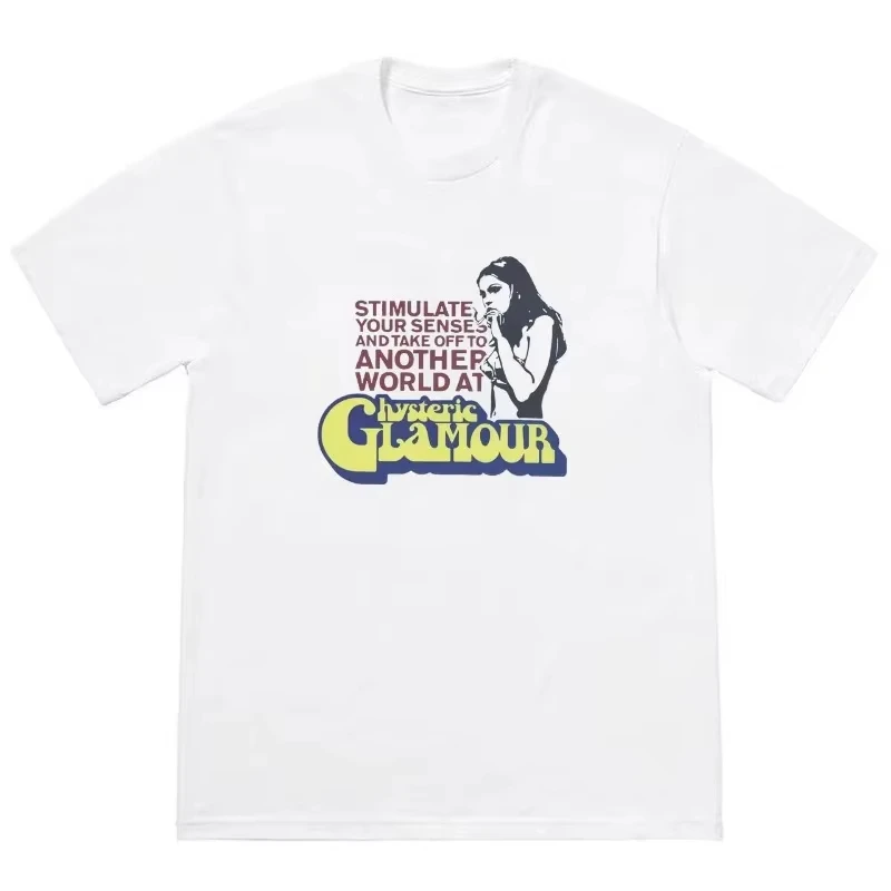New High Quality Trend Short Sleeve Men Clothing Hysteric Glamour American Retro Tee Street Culture Cotton T-shirt for Men Women
