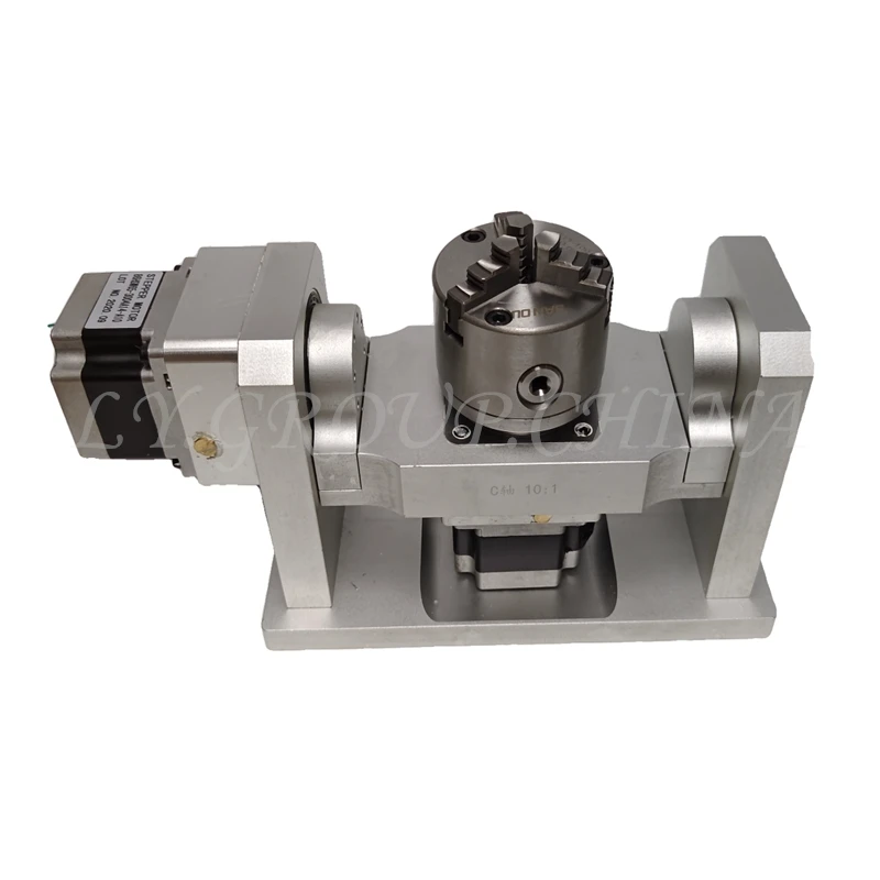 LY 4th 5th Axis CNC Indexing Head Worktable Diameter 100MM Chuck Center Height 150MM Reduction Ratio 10: 1 for CNC Engraver