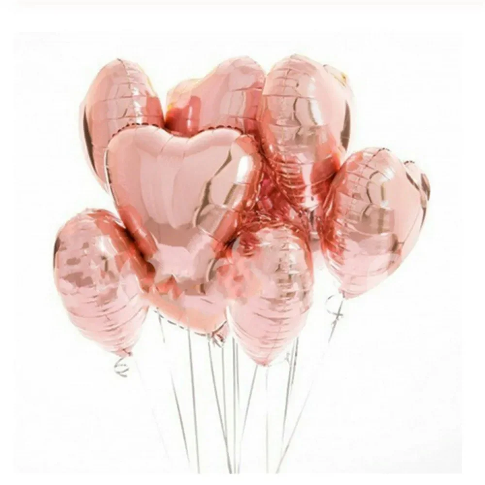 

10pcs Pink White Gold 18inch Heart Foil Balloon Baby Shower Wedding Birthday Valentine's Party Love Heart Helium Balaos Decor