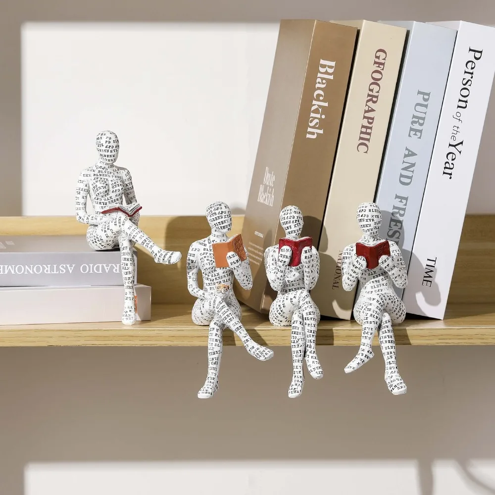 Mini Reading Woman Figurine Thinker Style Resin Art Sculpture Nordic Modern Simple Abstract Sculptures Desktop Decoration