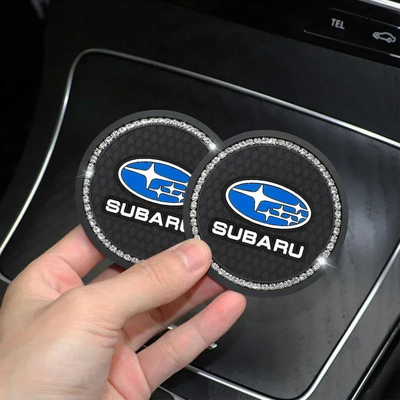 2pcs Silicon Car Coasters Anti-slip Mats Water Cup Pad for Subaru WRX BRZ DRL XV STI Outback Legacy Forester Impreza Accessories