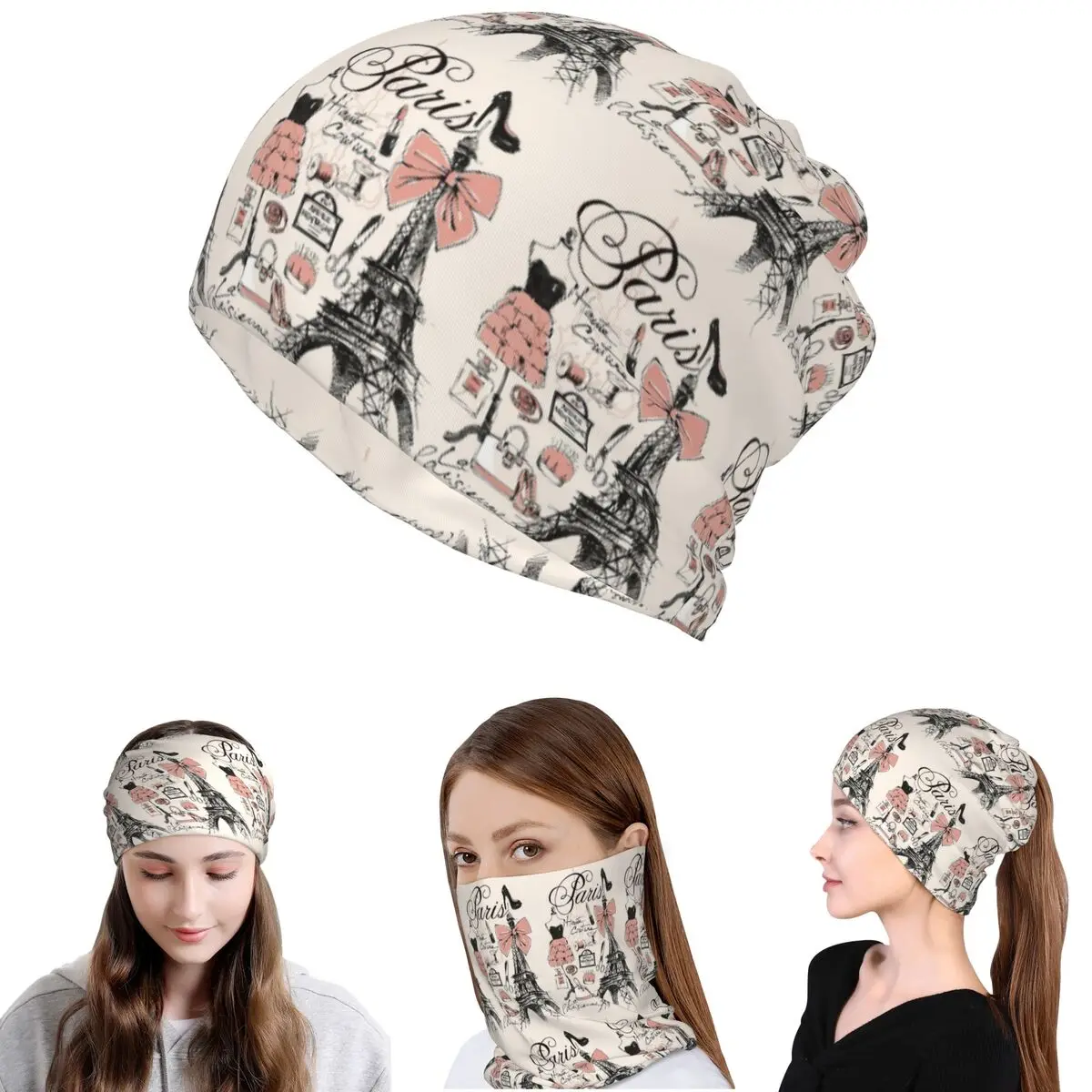 

French Paris France Eiffel Tower Bandana Neck Gaiter Face Scarf Warm Face Mask Beanies Hat for Men Women Adult Windproof
