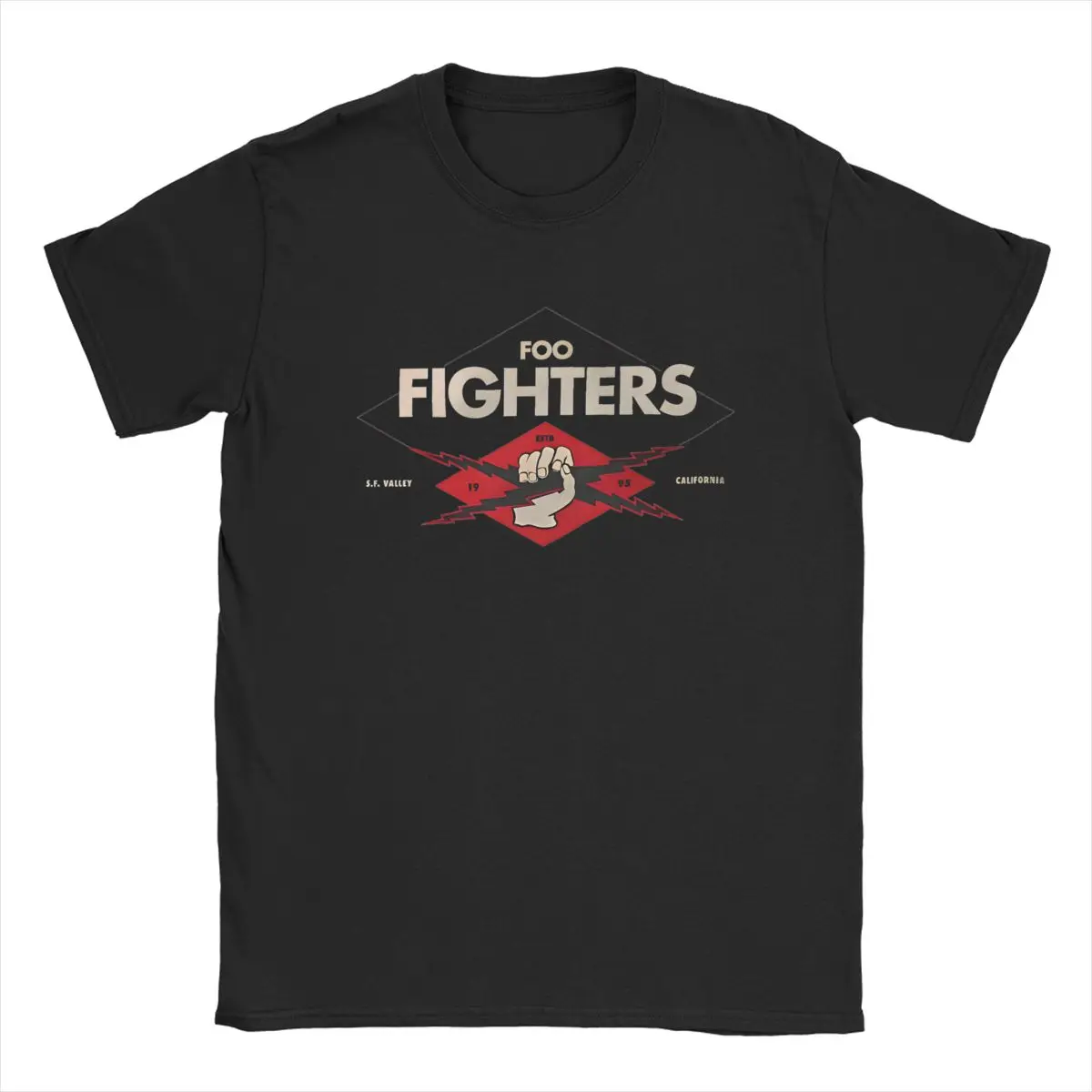 Music F-Foo F-Fighters Band T-Shirt for Men Soulful Rock Awesome 100% Cotton Tees Crew Neck Short Sleeve T Shirt Gift Clothing