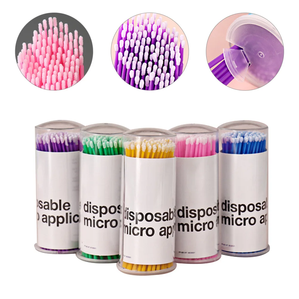 Spazzole monouso in lana di nylon con tampone di cotone per pulizia chirurgia delle ciglia da 5 bottiglie
