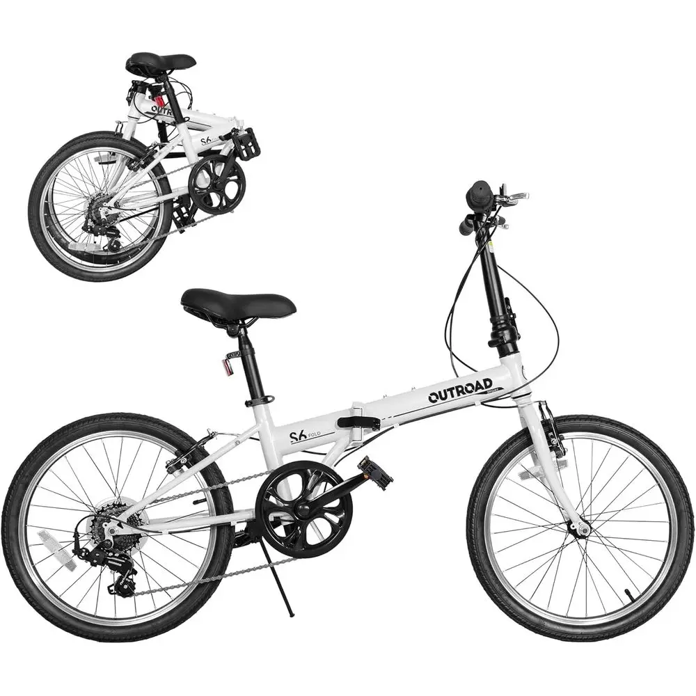 

20-дюймовый 7-скоростной легкий велосипед для городских поездок, с регулируемым выносом руля, V-образными тормозами, подходит для взрослых, доступен в черном и белом цветах.