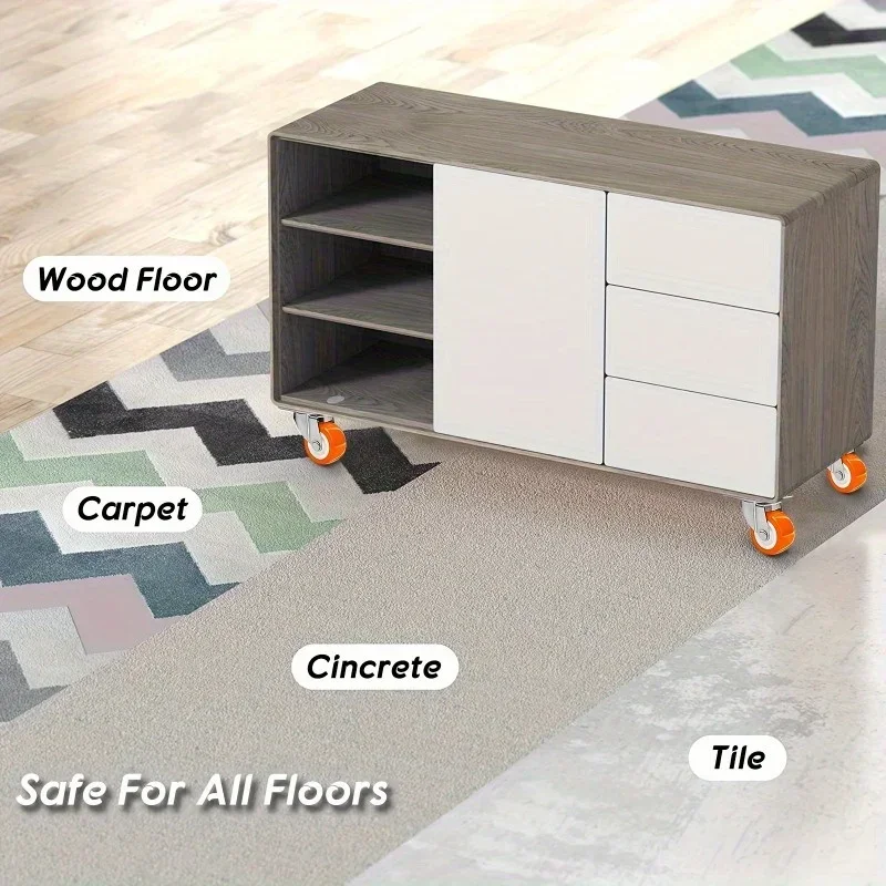 4 buah roda tugas berat, roda universal, roda putar bebas rem, perangkat keras furnitur