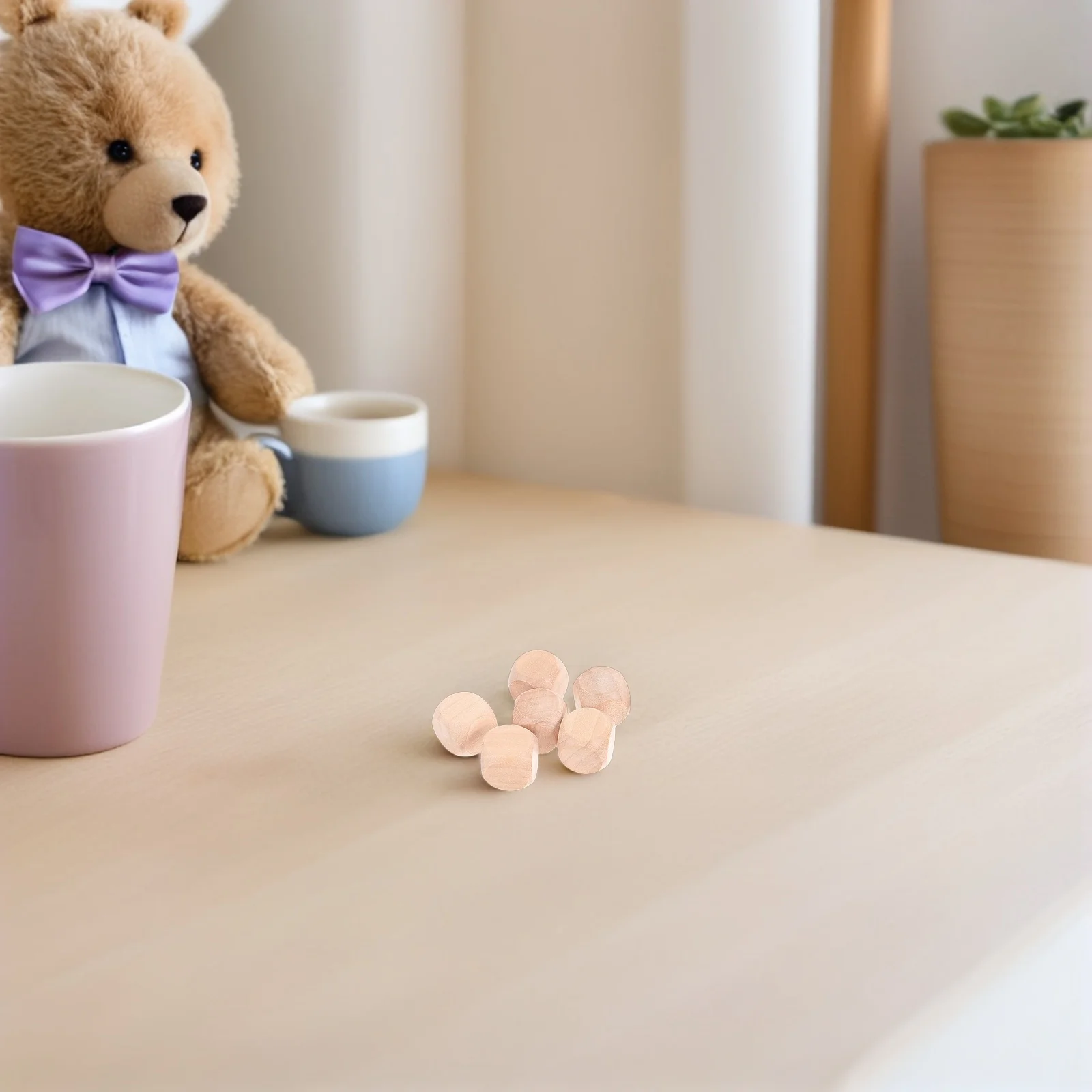 Coins arrondis lisses vierges en bois à Six faces, 50 pièces, pour bricolage, Graffiti artisanal, jeu de société, fournitures de fête, 18Mm