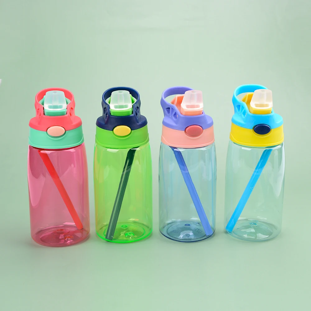 Children Straw Cup Outdoor Sports Water Bottle 480ml PC Plastic Creative Gift BPA Free Drinking Water Portable Sports Bottles