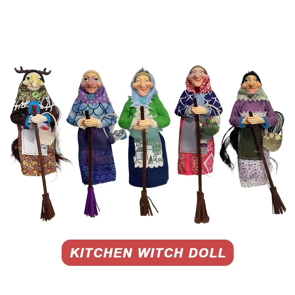 キッチン魔女人形 手作りの幸運のお守り キッチン用 吊り下げ魔女人形 ペンダント お祭り用 アンティーク風装飾