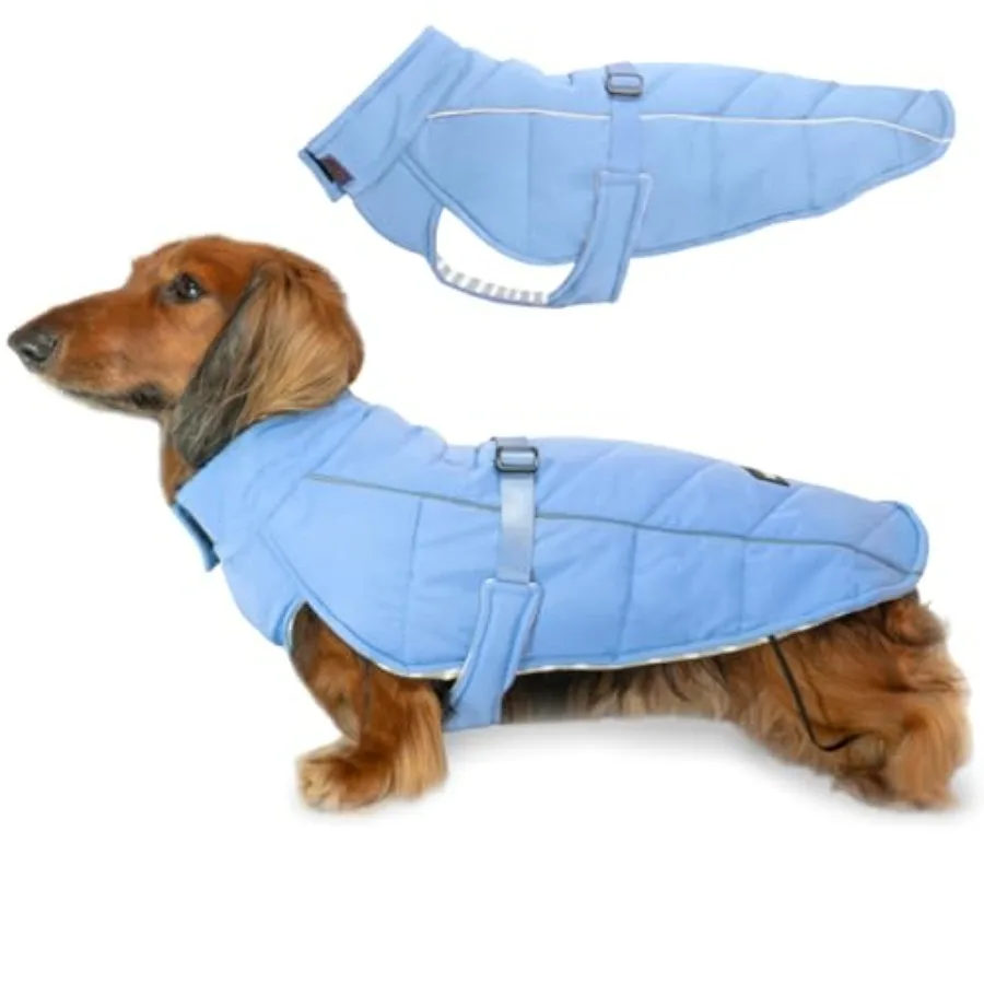 

Insulated Puffer Dog Jacket with Harness Hole Warm Water-Repellent Winter Dog Coat for Small Dogs Dachshunds Puppies Adjustable