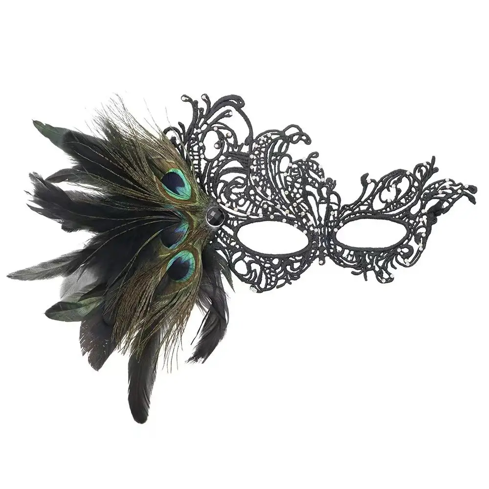 Strass penas de pavão gradiente feminino máscara de baile veneziano traje de halloween cosplay festa de formatura acessórios sexy namoro
