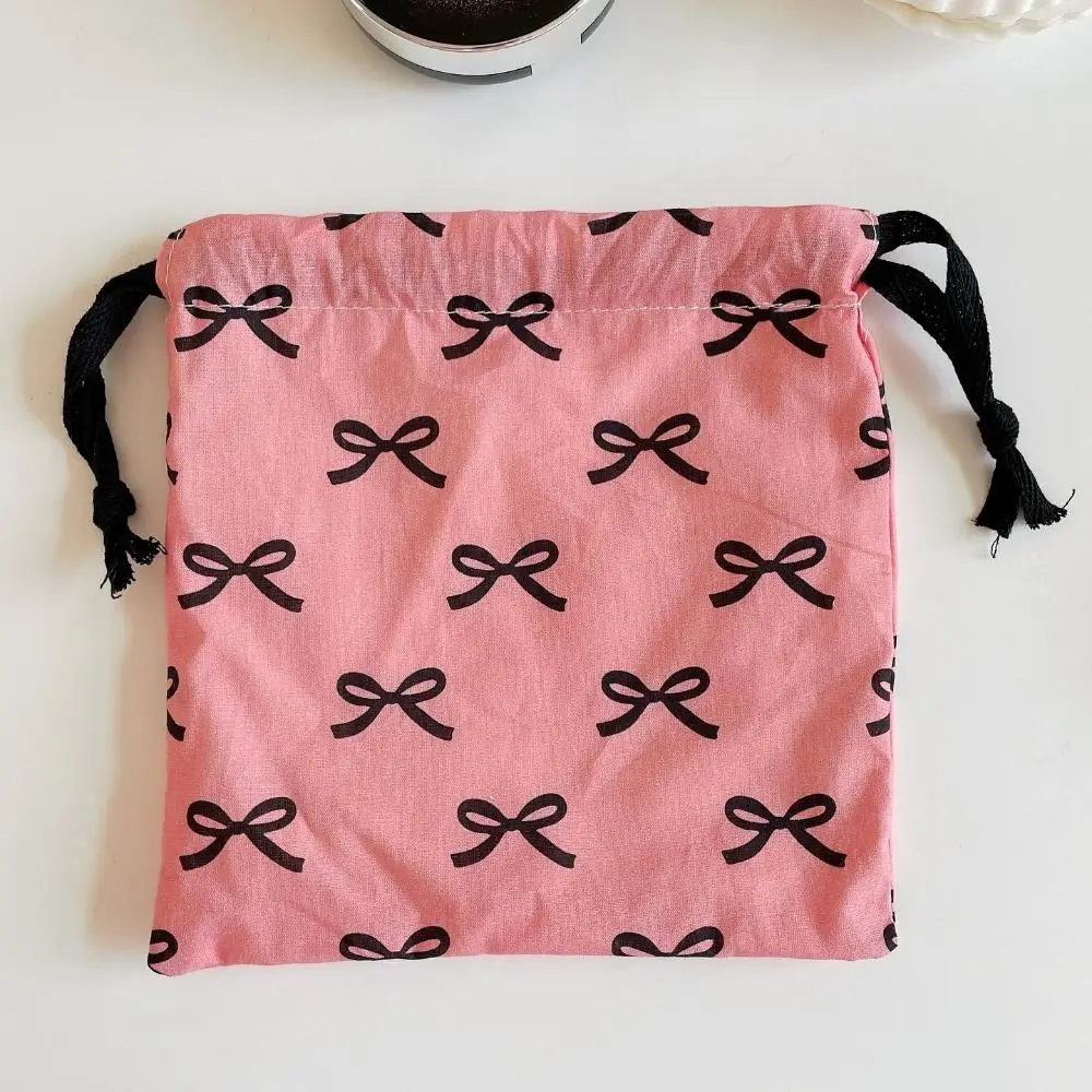 Kawaii Bow Knot Mini Drawstring Bag Reusable Portable Girl's Coin Purse Durable Convenient Cute Bundle Pocket Travel