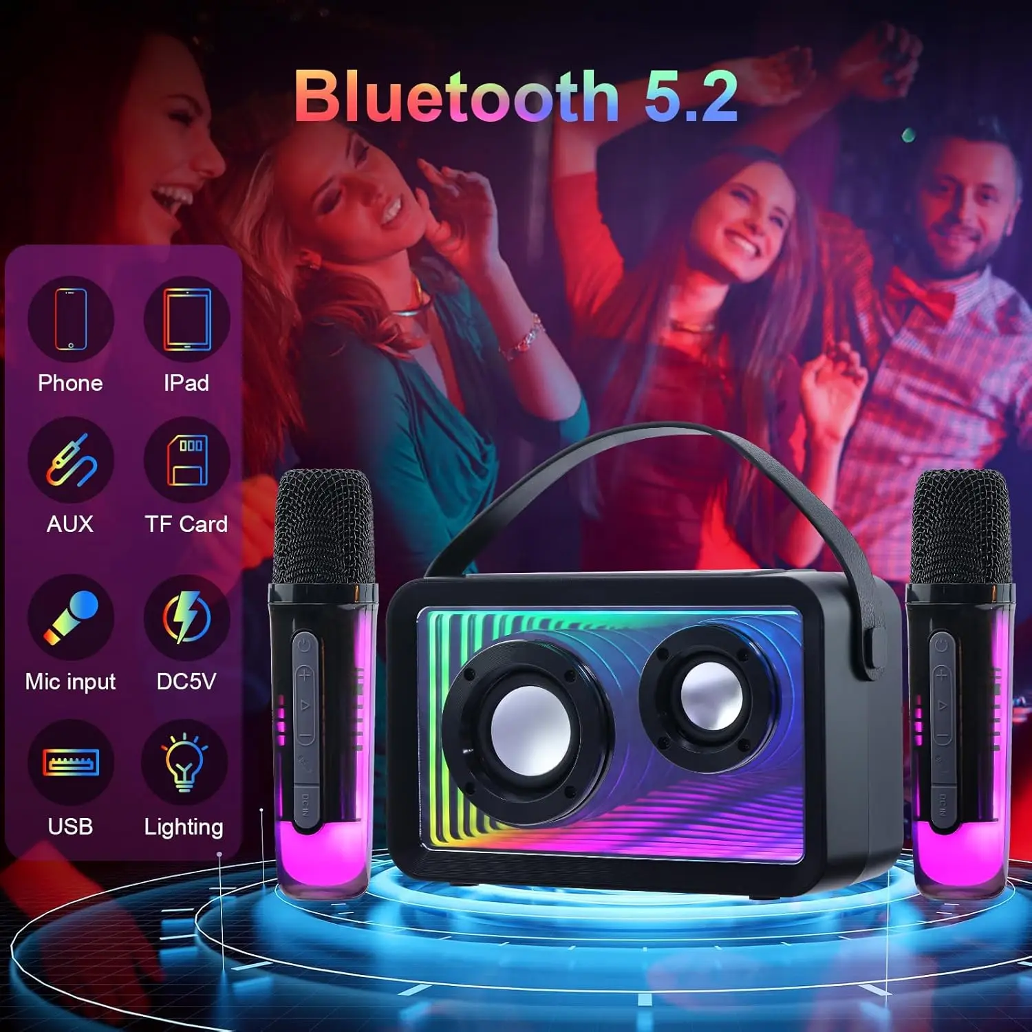 Mini Karaoke dla Dzieci i Dorosłych Prezent na Boże Narodzenie Głośnik Bluetooth STEREO Magic Voice Bezprzewodowe Mikrofony Gra Imprezowa w Pomieszczeniach Zabawki