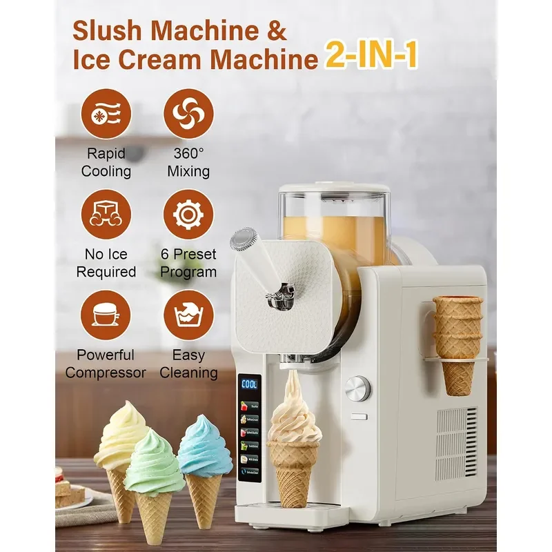 Slush Machine Ice Cream Maker Machine 2IN1 for Smoothies Margarita