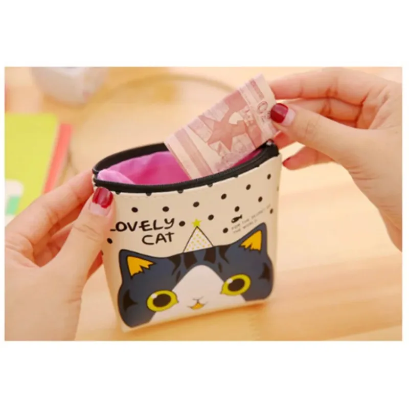 Schreibwaren Kreative Geldbörse Niedlichen Cartoon Kätzchen PU Material Kinder Brieftasche Student Geldbörse Key Lock Schlüssel Lagerung Tasche