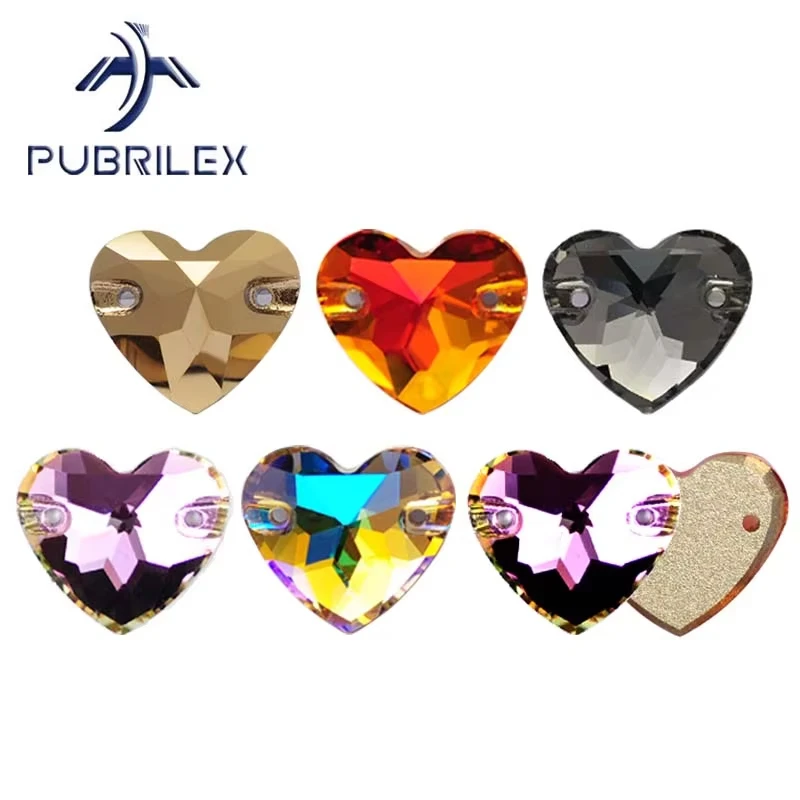 Pubrilex Herzförmige Aufnähbare Strasssteine aus Glas, Flache Rückseite, Strass-Nähperlen, Kristalle für Hochzeitskleider und Kleidungsstücke – Detail 2