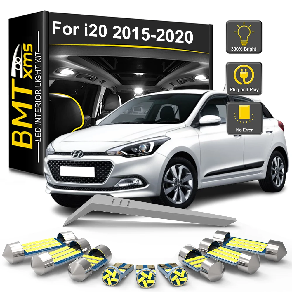 

BMTxms 11Pcs Canbus For Hyundai i20 2015 2016 2017 2018 2019 2020 LED Interior Light Bulb Kit Vehicle Reading Dome Trunk Lamp