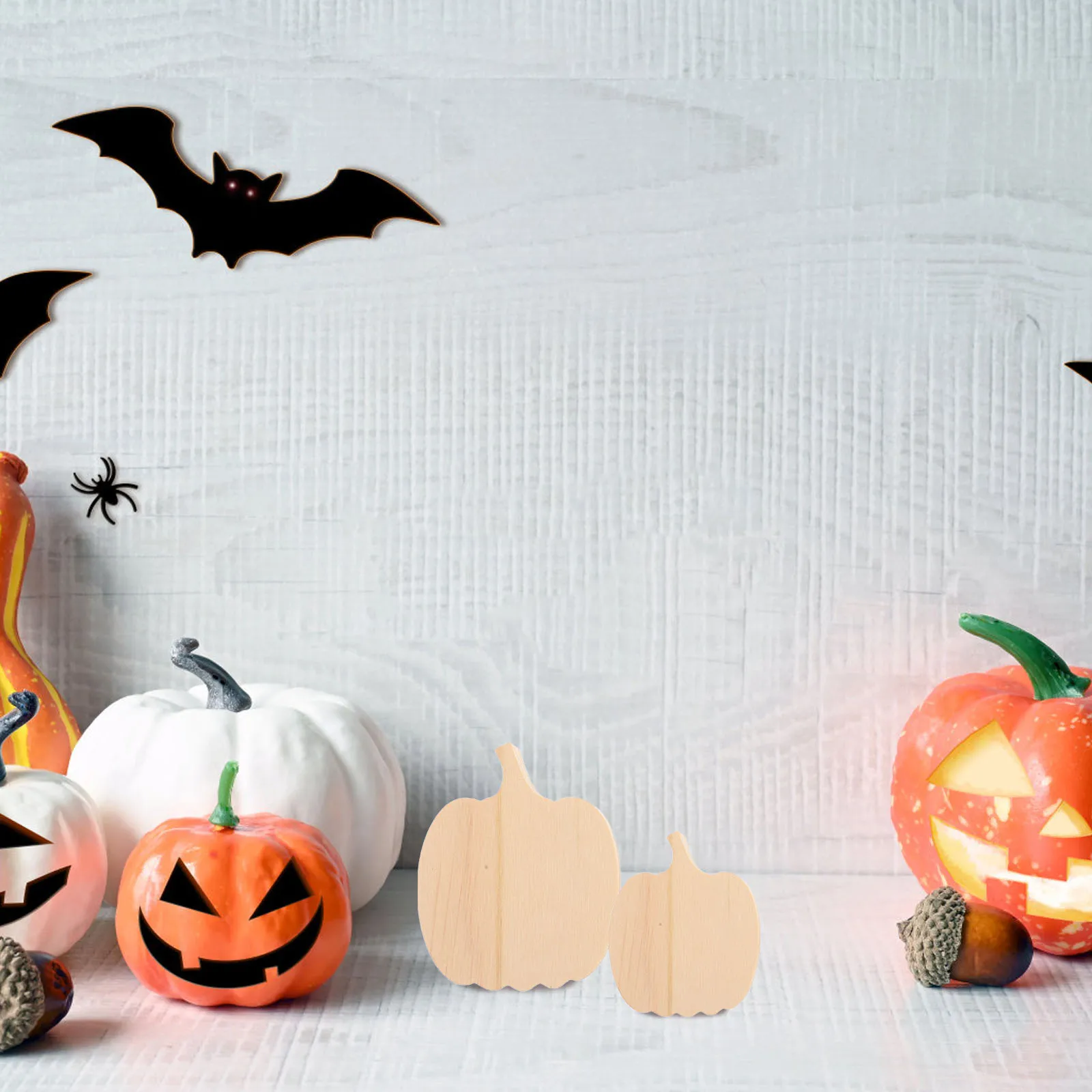 

3pcs Wooden Pumpkin Decoration for Thanksgiving Fall Crafts Unfinished Block Signs Wood Decorative Props Harvest Party Home