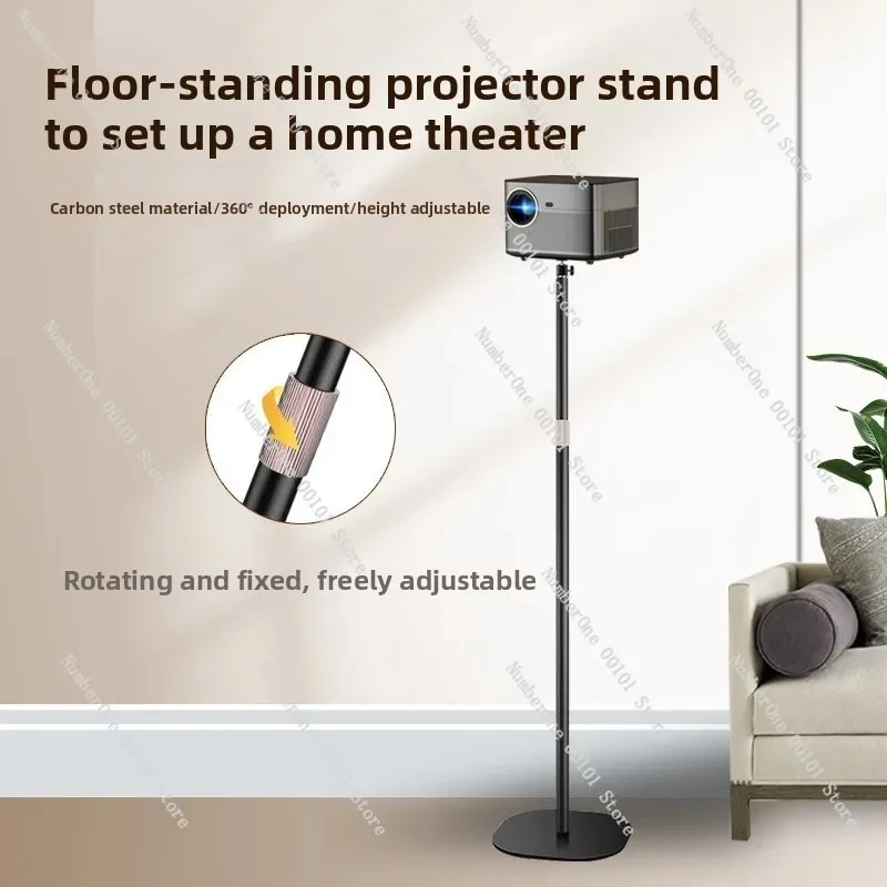 Retractable Metal Projector Stand, Non Drilling Hidden Bedside Holder, Portable Desktop Floor Stand for Easy Setup