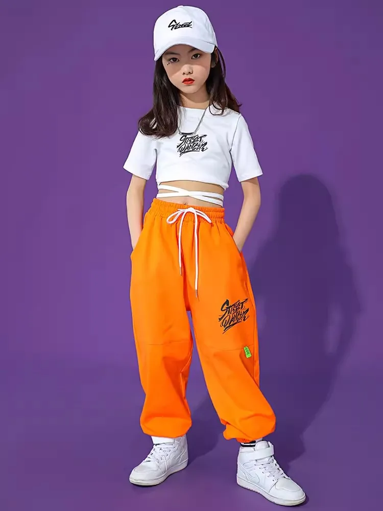 Ropa de baile callejero de Hip Hop para niñas, Top corto, Joggers, pantalones Cargo, sudaderas, ropa de calle para niños, disfraces, conjuntos de ropa de escenario de Jazz