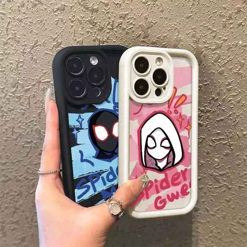 Cartoon Marvel Spiderman Phone Case, Shockproof Cover for iPhone 15, 14, 13, 12, 11 Pro Max, XR, XS Max, X, 7, 8 Plus, SE, 2020