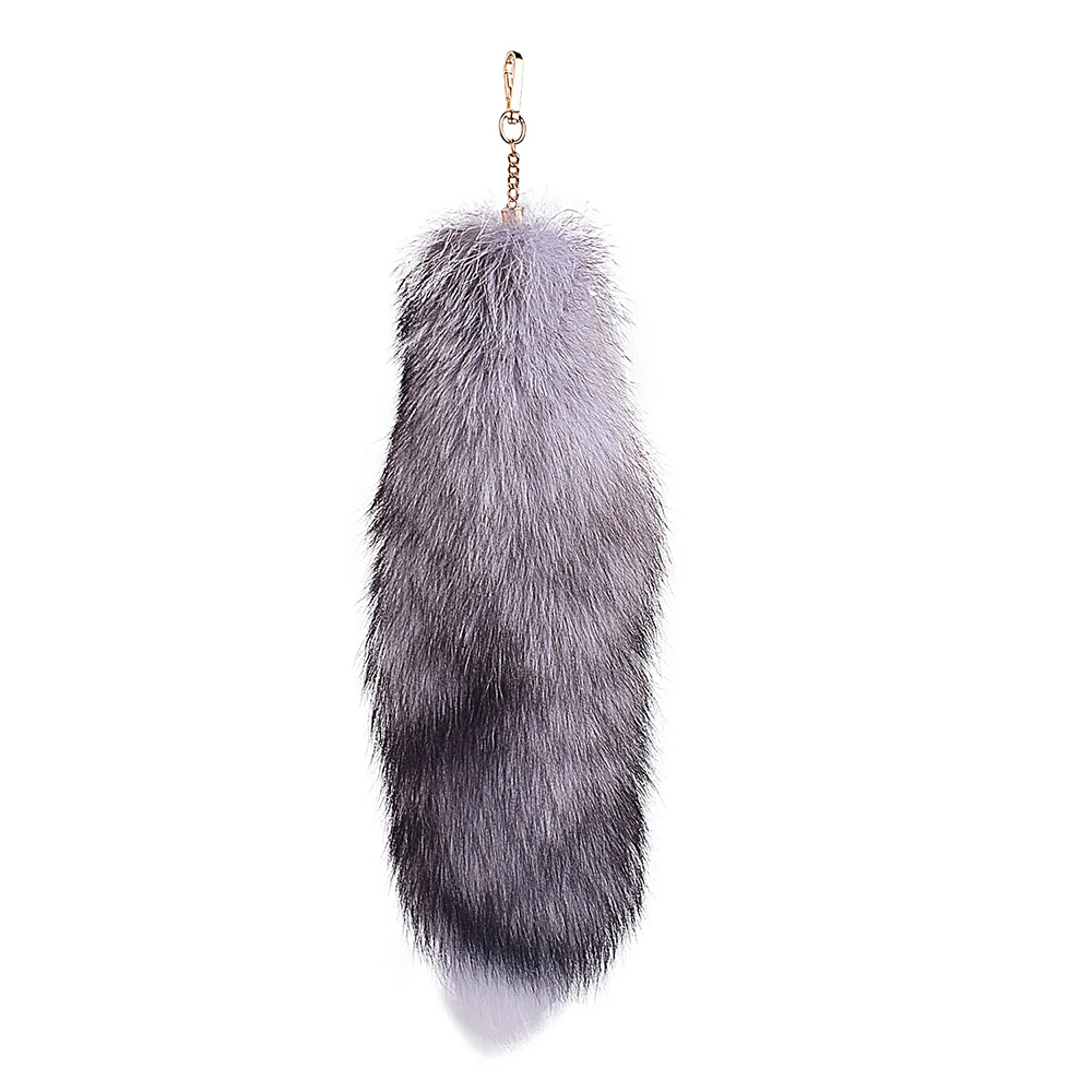 40cm Real Fox Fur Tail Large Long Natural Fur tail Keychain Pendant Cosplay tail Cute Wolf Fox Tail Fur Car Keychains For Women