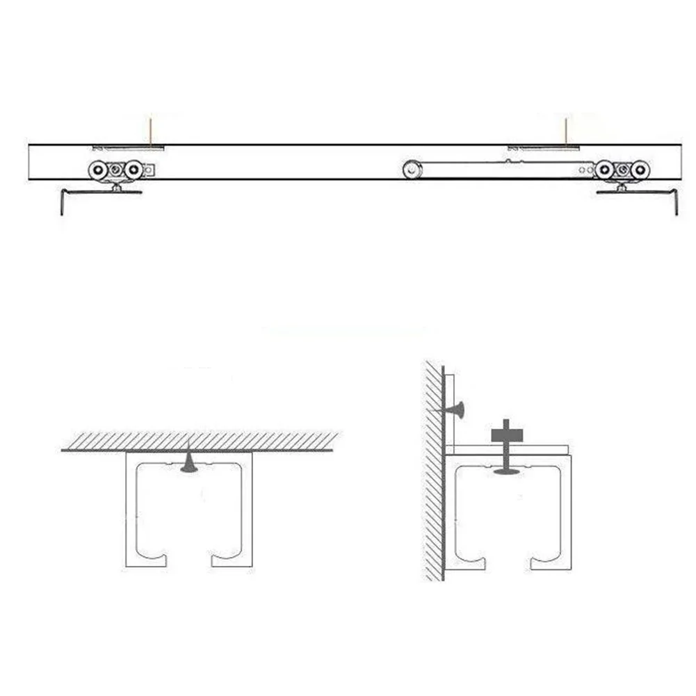 Nueva guía de puerta plegable, puertas colgantes, puerta de vidrio, riel colgante, rueda de nailon, puerta corredera de acero inoxidable