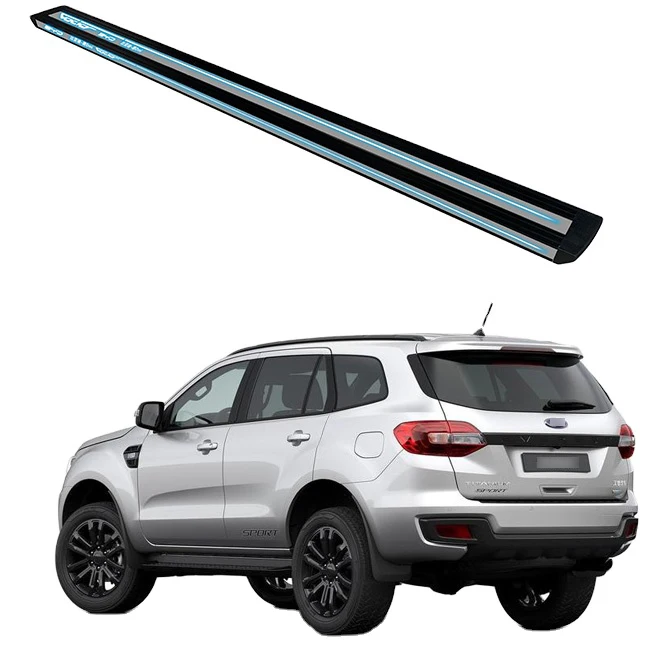 Concealed Electric Side Steps, Automatic Power Running Boards with Neon LED Light for Ford Everest 4WD SUV, Powder Coated Black