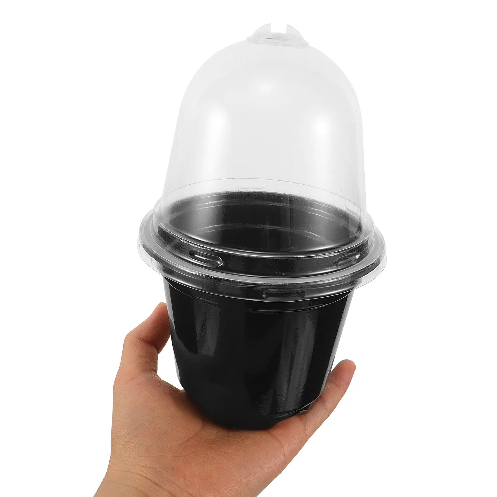 10pcs Seed Raising Cups Plastic Plant Nursery Pots With Clear Lid Germination Nursery Containers for Indoor Gardening Greenhouse