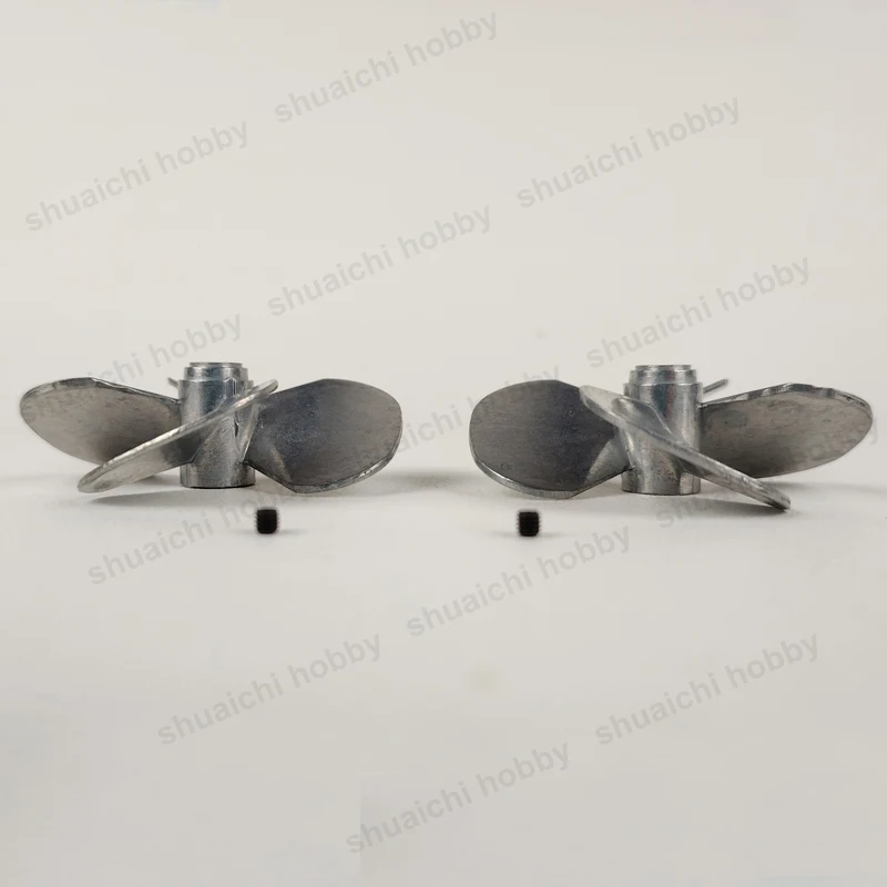 1Pair 50mm 55mm 60mm Alloy 4-bladed Rounded-corner Propeller Hole Dia 4mm Positive Negative Props Plug-in for RC Boat Ship Toy