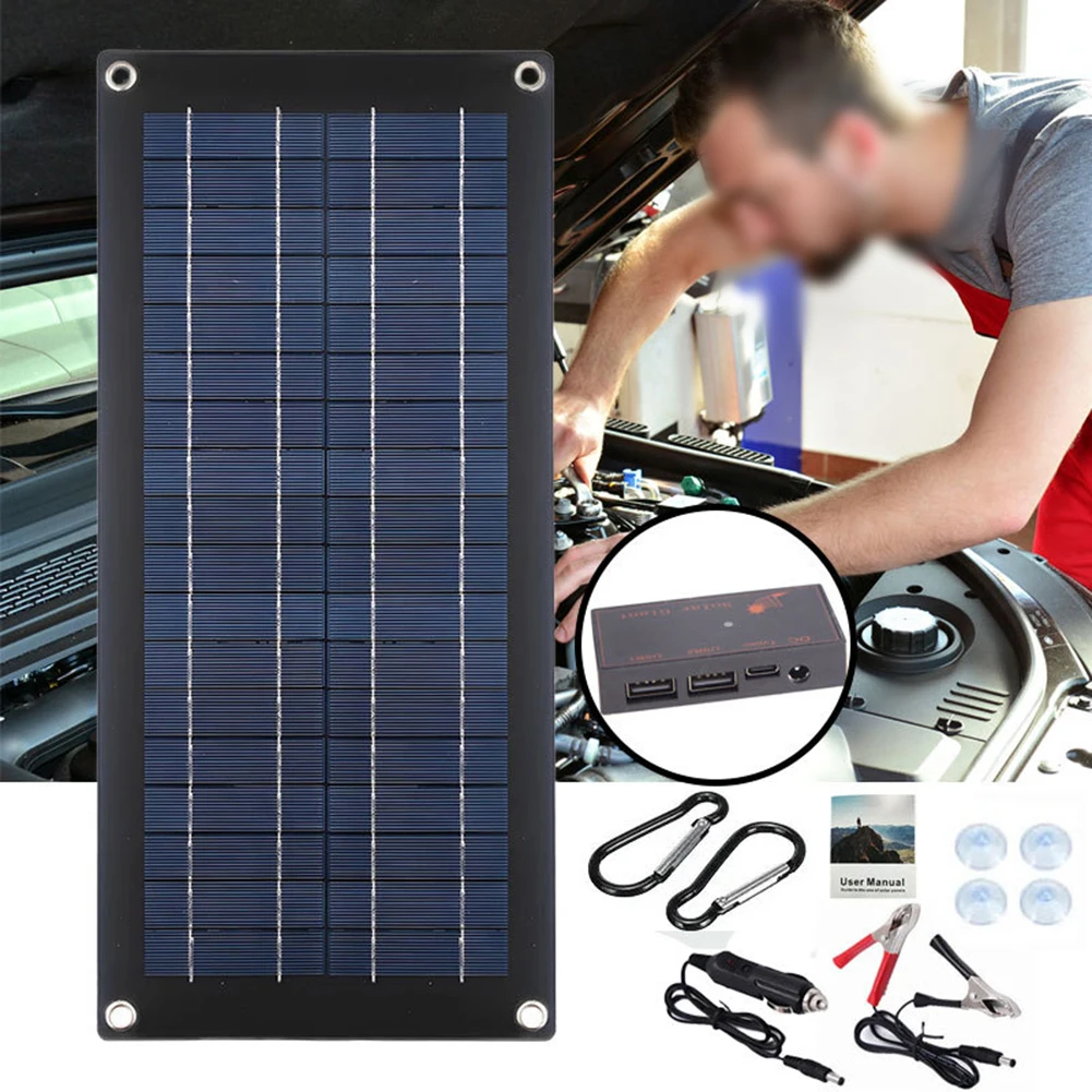 60W Solar Panel 12V-18 Portable Battery Charger For Cell Phone Outdoor Waterproof Power Bank For Camping Accessories