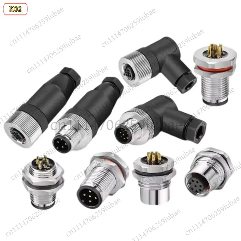IP67 A/B/D Type Straight/Curved Sensor Aviation Connector 4‑12Pin Screw Solder Terminal For M12 Signal Device Replacement Parts