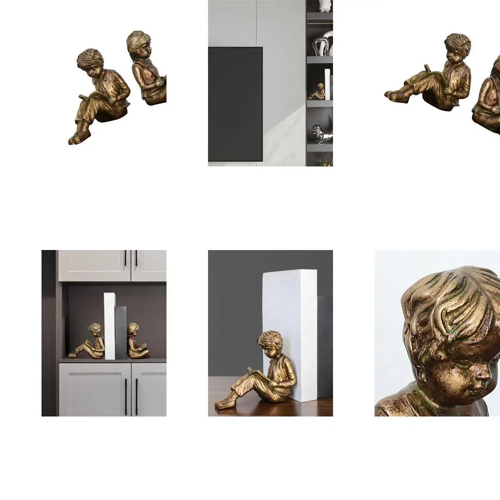 bronze-tone-resin-bookends-reading-child-figure-book-stoppers-for-shelf-use-d2rc