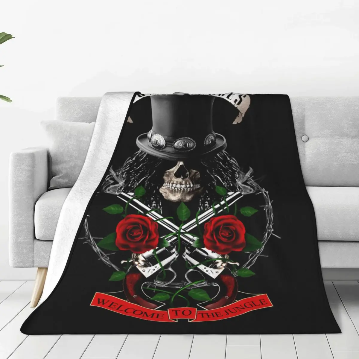 Cozy Slash Guns N Roses Blanket Accessories Bedding Decorative Blanket Throw Super Warm Velvet for Outdoor