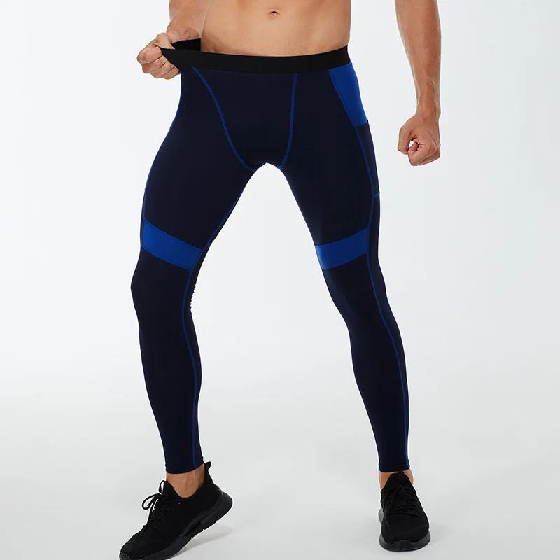 Męskie spodnie termiczne z kieszenią oddychające kalesony Fitness legginsy maraton spodnie dresowe męskie spodnie do biegania