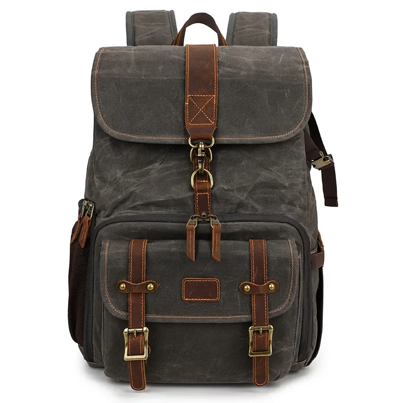 Latest 2024 model Hot Selling Waterproof Waxed Canvas Camera Backpack,Camera Case for dslr