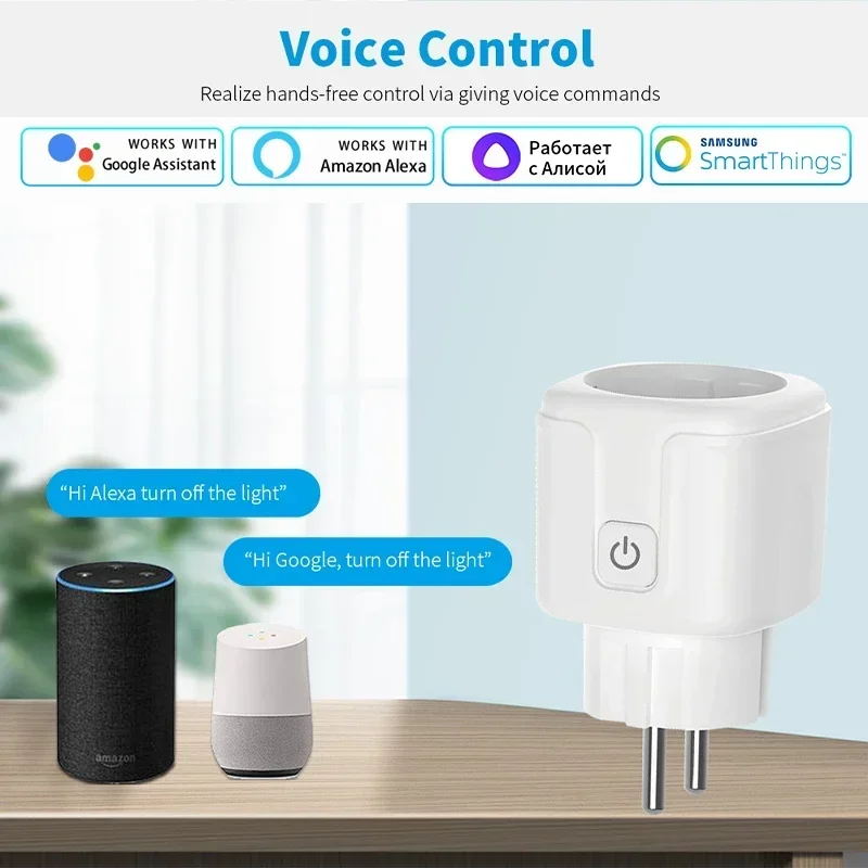 WiFi Smart Plug Socket EU 16/20A with Power Monitoring Timing Tuya Smart Life Alexa Google Home Alice Voice Control Outlet - view 3